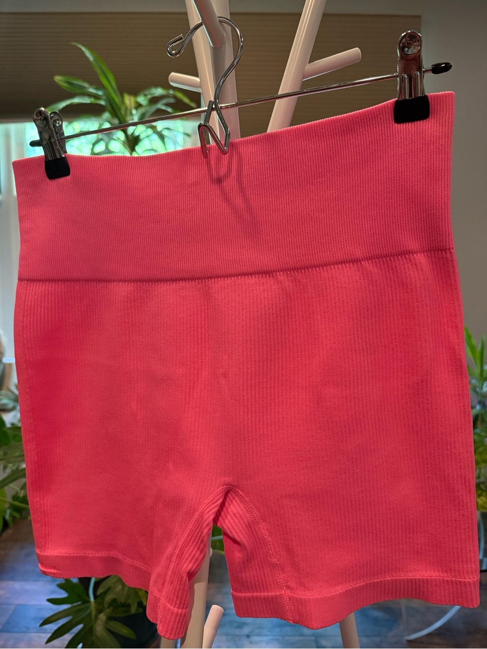 Colsie Ribbed High-Waist Bike Shorts - Hot Pink